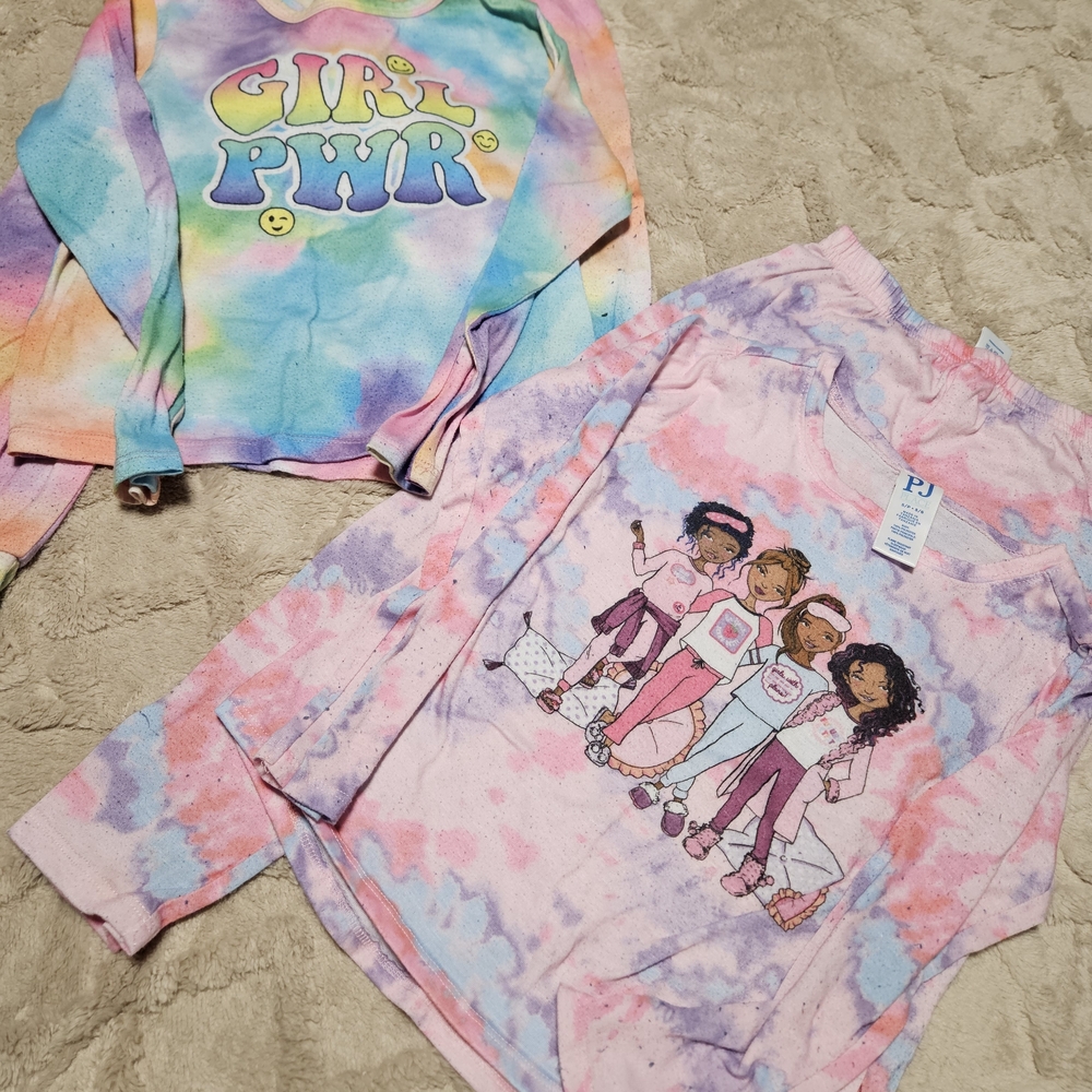 Colorful Tie-Dye Girl Power Sweatshirt and Pajama Set